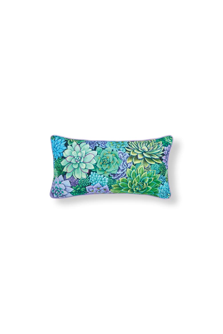Succulent Garden Printed & Embellished Throw Pillow, 12" x 24", Main, color, Blue