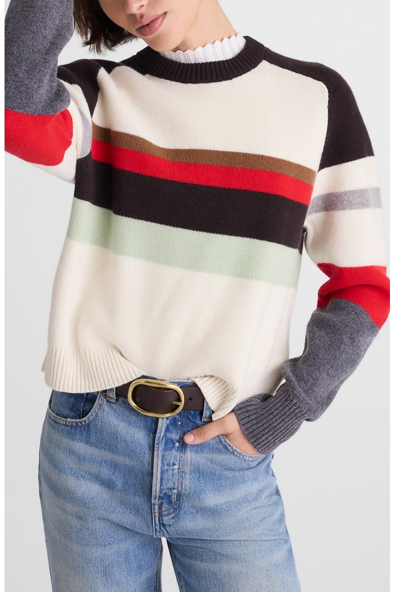Colorblock Raglan Sleeve Merino Wool Sweater, Main, color, MULTI COLOR STRIPE