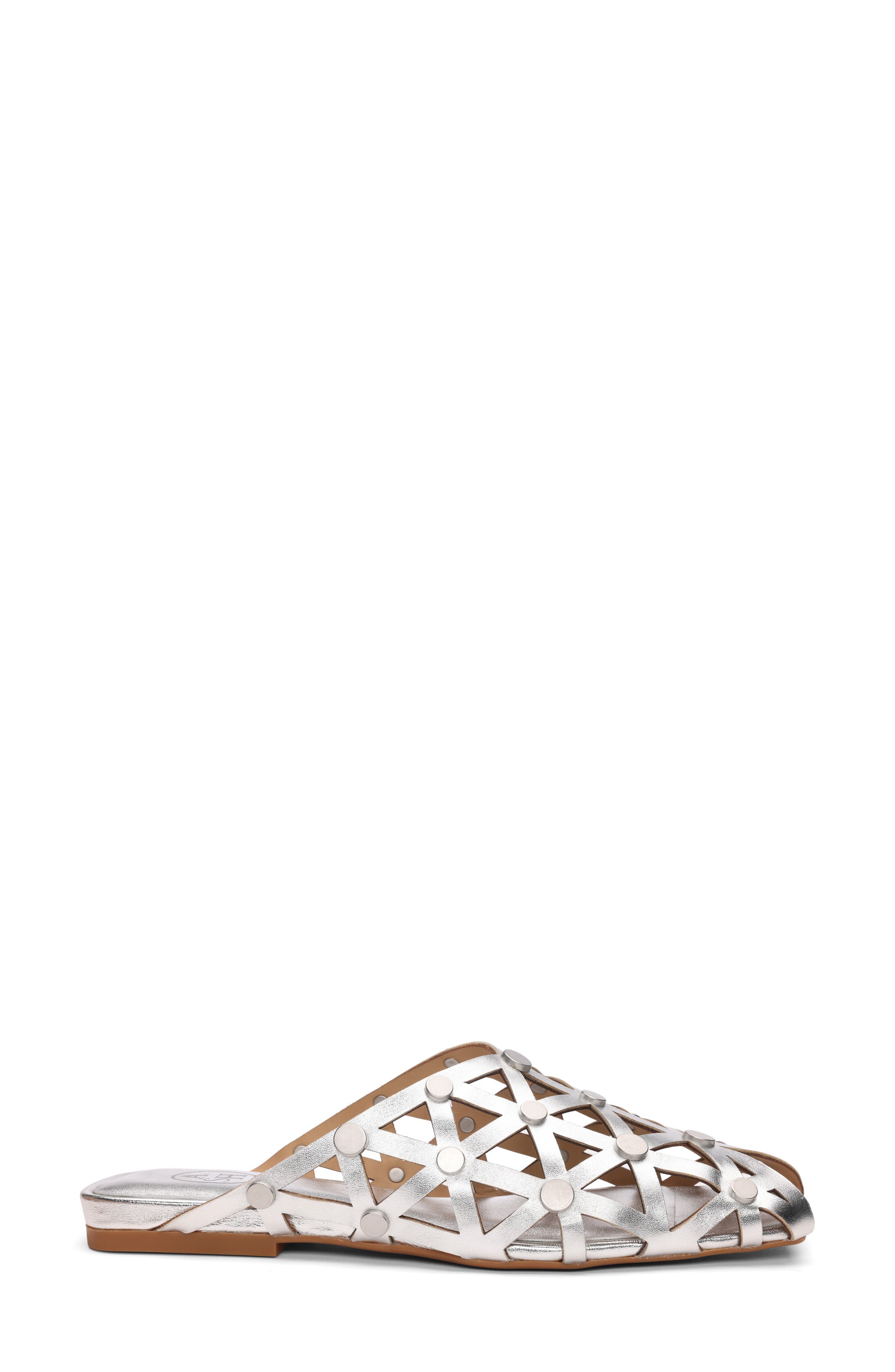 Bone Studded Cutout Slide Sandal, Alternate, color, SILVER