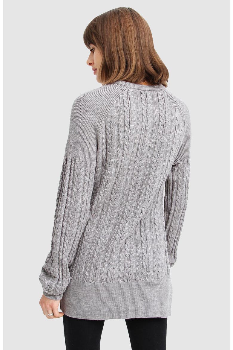 At Last Cable Knit Jumper with Slit, Alternate, color, Grey Marle