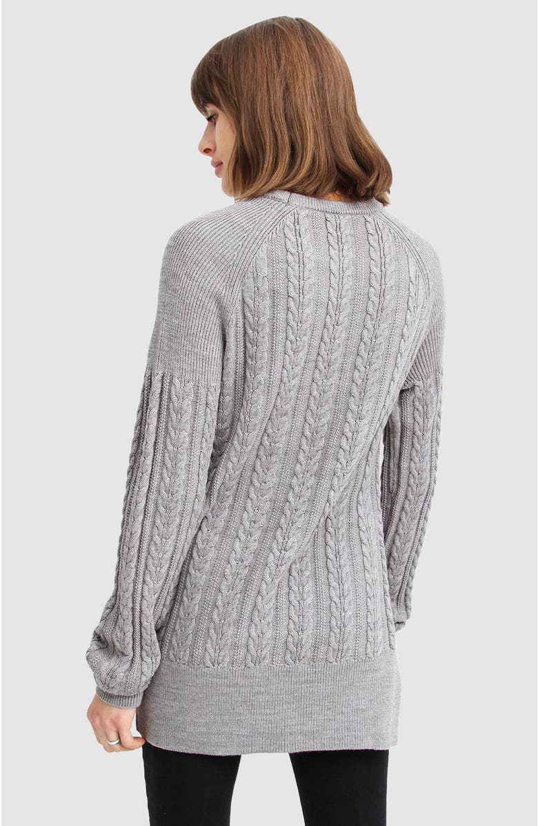 Belle & Bloom At Last Cable Knit Jumper with Slit, Alternate, color, Grey Marle