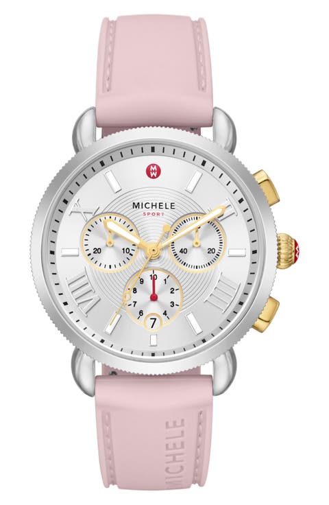 Sporty Sport Sail Chronograph Watch Head With Silicone Strap, 38mm