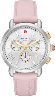 MICHELE Sporty Sport Sail Chronograph Watch Head With Silicone Strap, 38mm