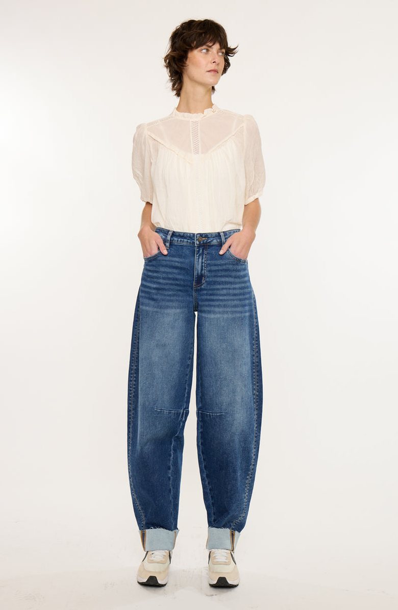 KanCan Maeby Knit Low Slung Horseshoe Jeans, Alternate, color, Medium Light