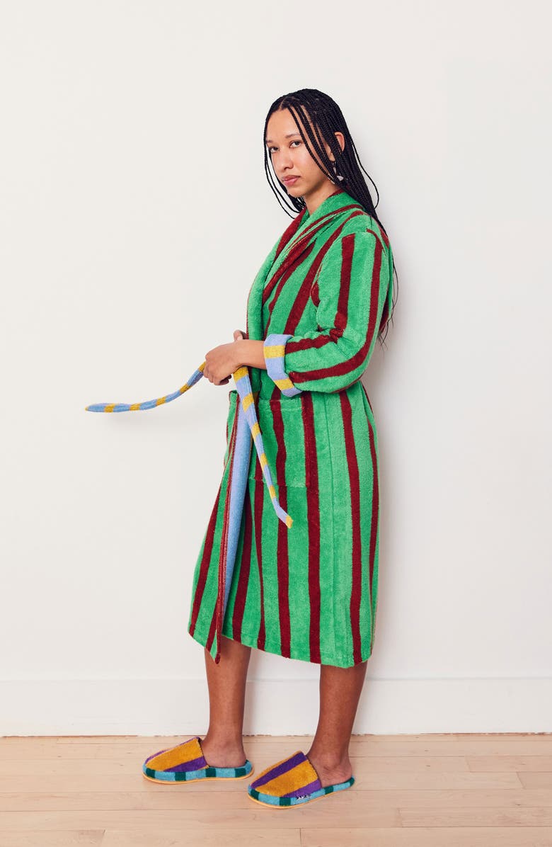 Dusen Dusen Nicolas Stripe Terry Bathrobe, Alternate, color, 