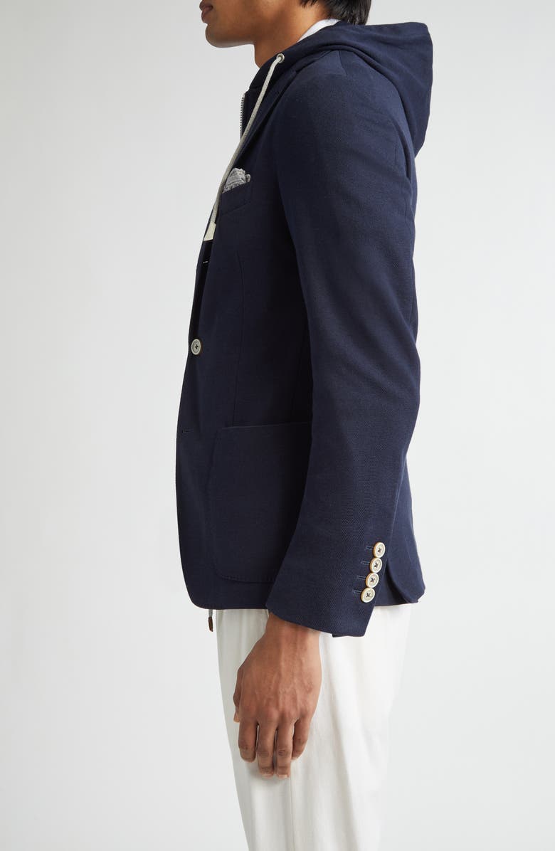 Eleventy Cotton & Cashmere Sport Coat with Removable Hooded Bib, Alternate, color, 11N New Blue