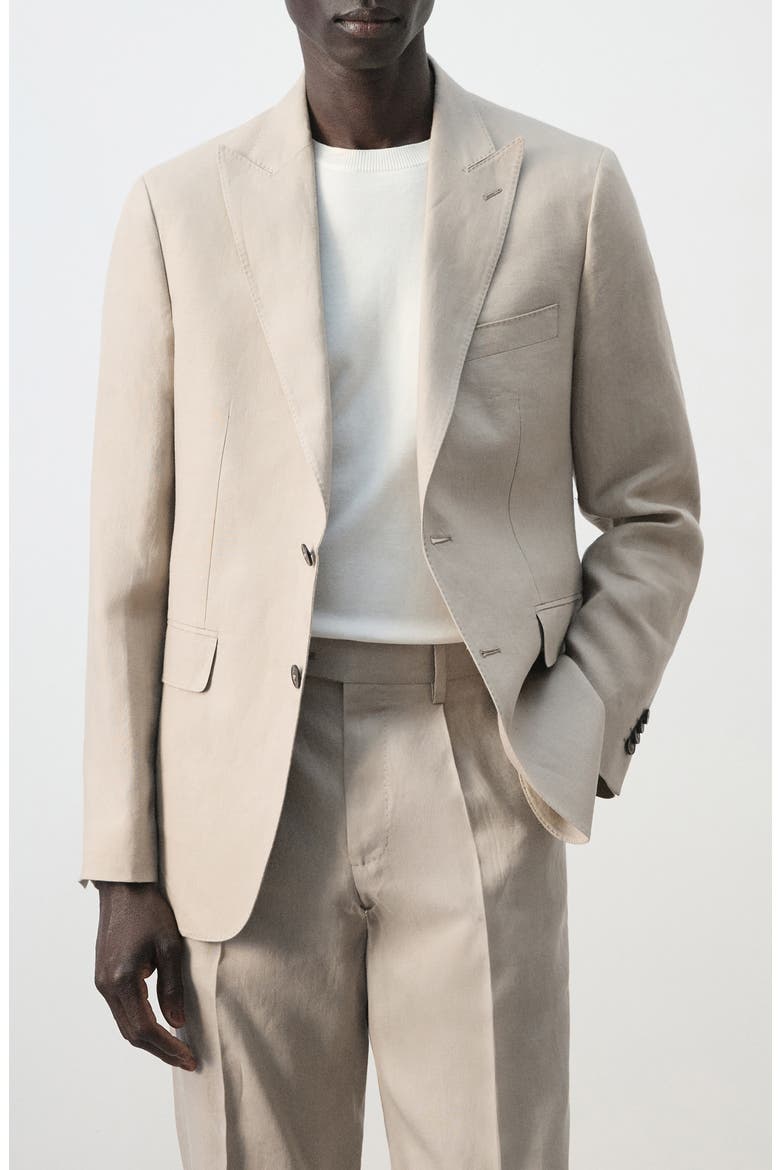 Amalfi Linen Slim Fit Blazer, Main, color, BEIGE