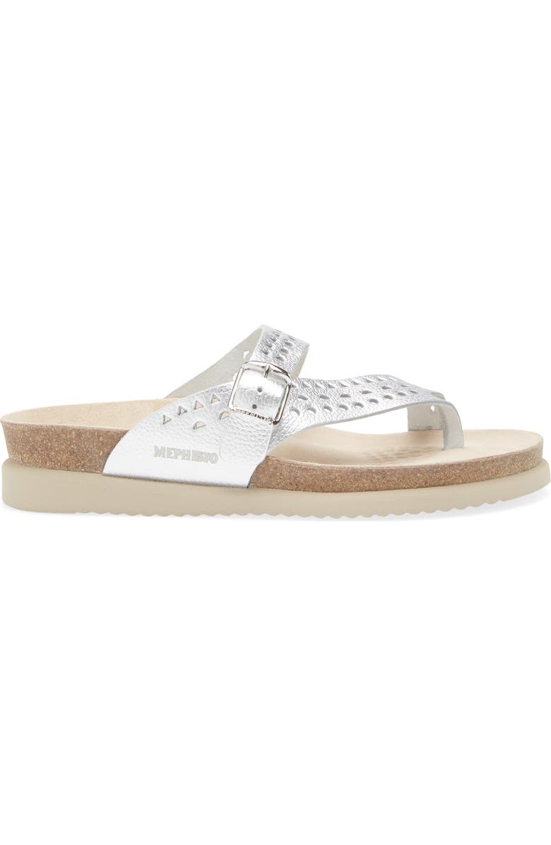 Mephisto Helena Perforated Toe Loop Sandal, Alternate, color, Silver Bahia