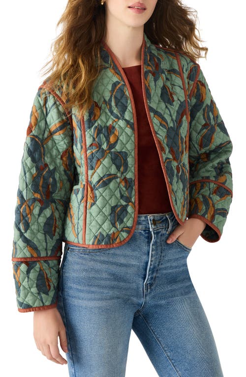 Steve Madden Adalynn Quilted Open Front Cotton Jacket In Green