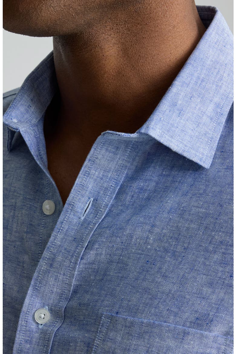Vin Santo Linen Wrinkle Resistant Button-Up Shirt, Alternate, color, MID BLUE