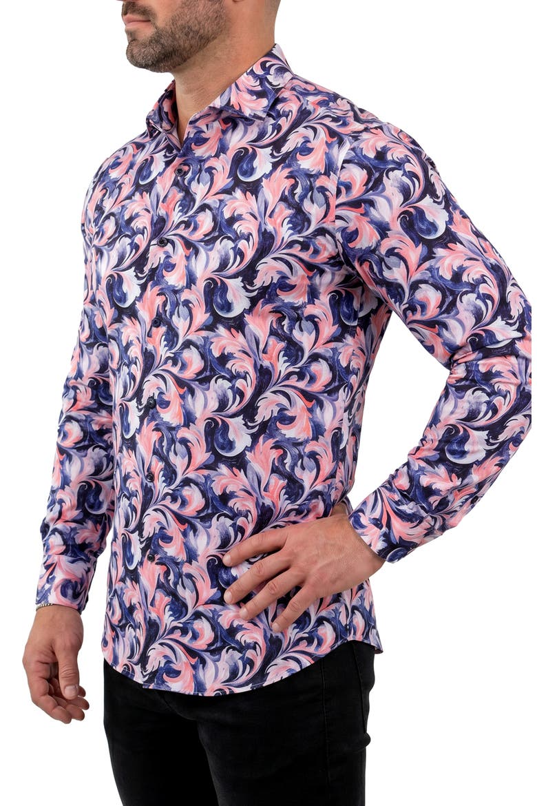 Fibonacci Contemporary Fit Button-Up Shirt, Alternate, color, BLUE