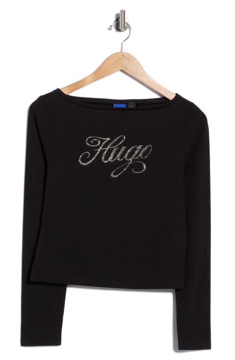 Dastja Crystal Logo Long Sleeve Top