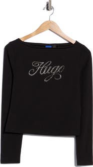 BOSS Dastja Crystal Logo Long Sleeve Top