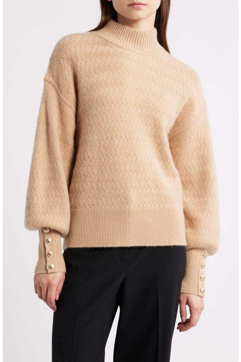 The Tricia Cashmere Turtleneck Sweater, Main, color, FRENCH BEIGE