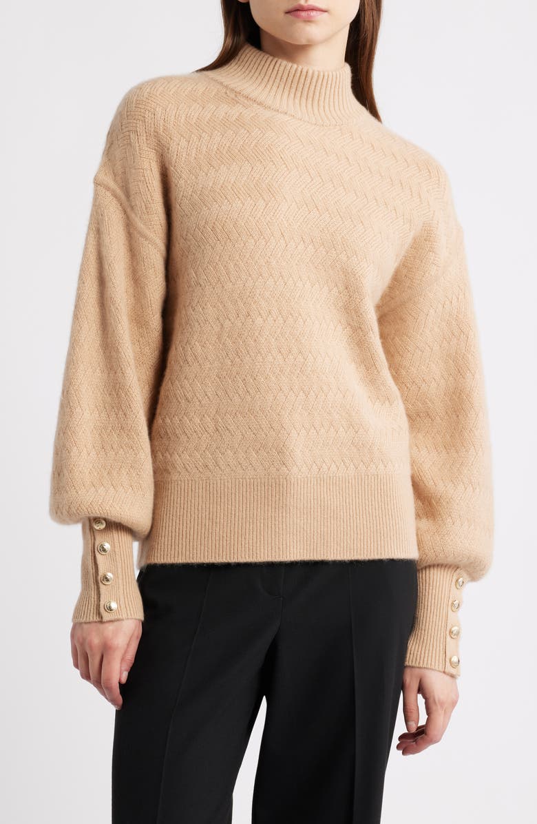 Elie Tahari The Tricia Cashmere Turtleneck Sweater, Main, color, French Beige