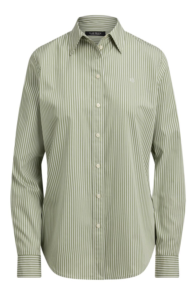 Classic Fit Stripe Cotton Broadcloth Button-Up Shirt, Alternate, color, GREEN/ WHITE
