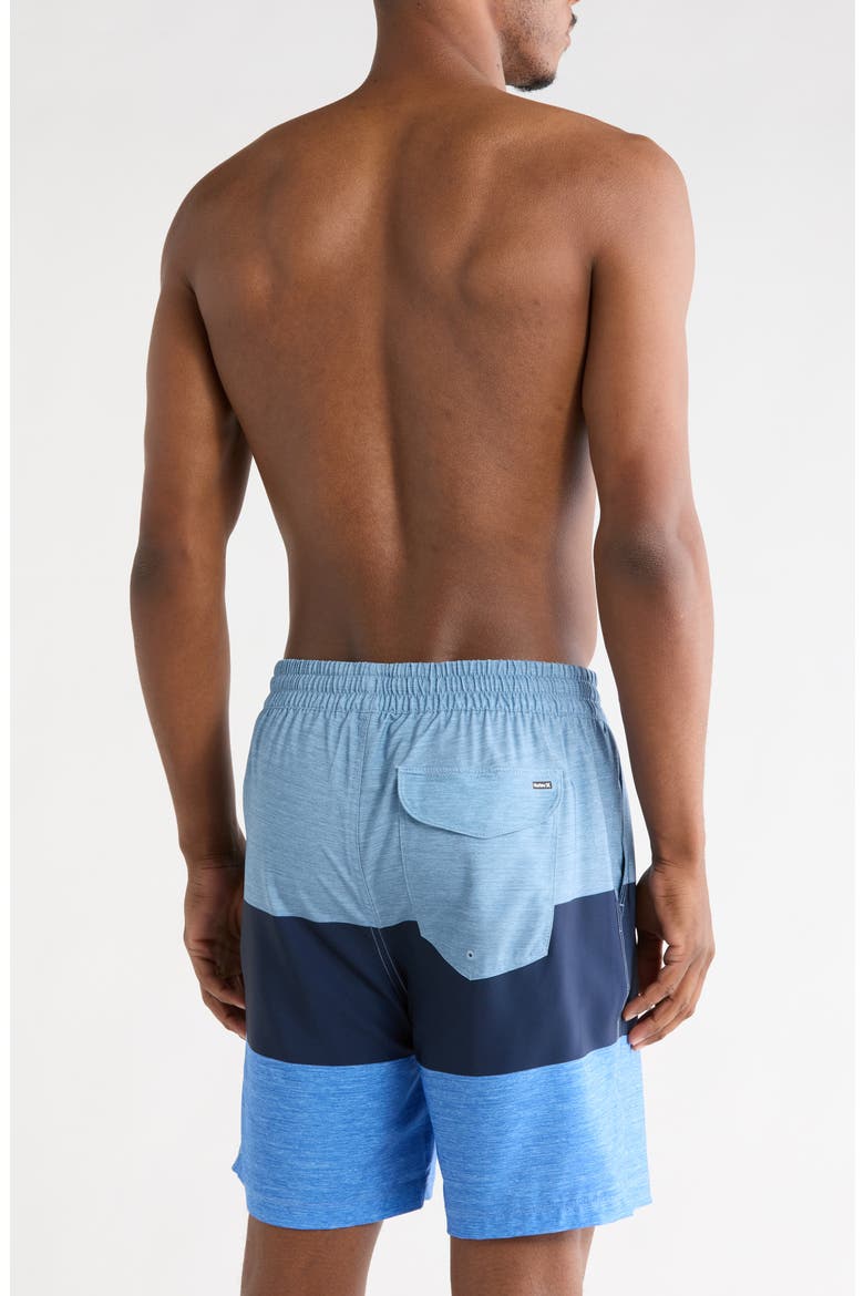 Colorblocked Volley Swim Trunks, Alternate, color, BABY BLUE