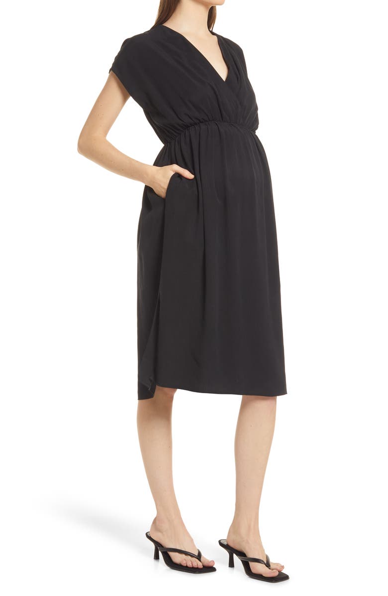 Emilia George Irene Maternity/Nursing Dress, Alternate, color, Black