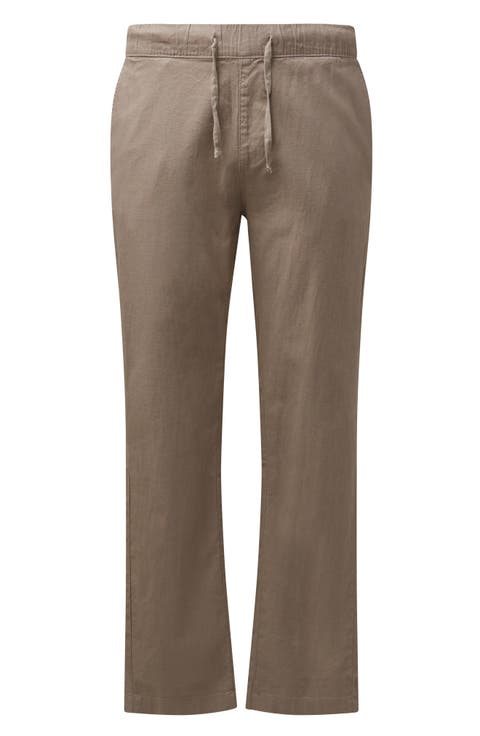 Stretch Linen Blend Drawstring Pants