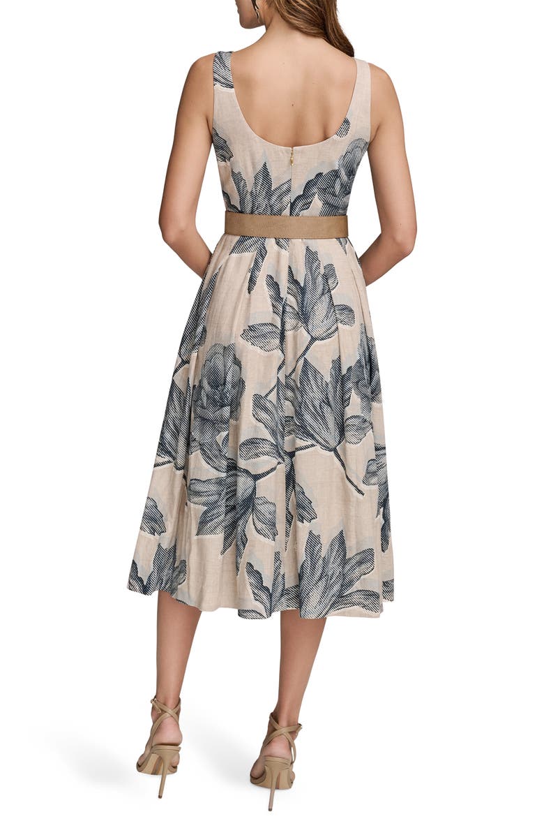 Donna Karan New York Print Belted Sleeveless Midi Dress, Alternate, color, 