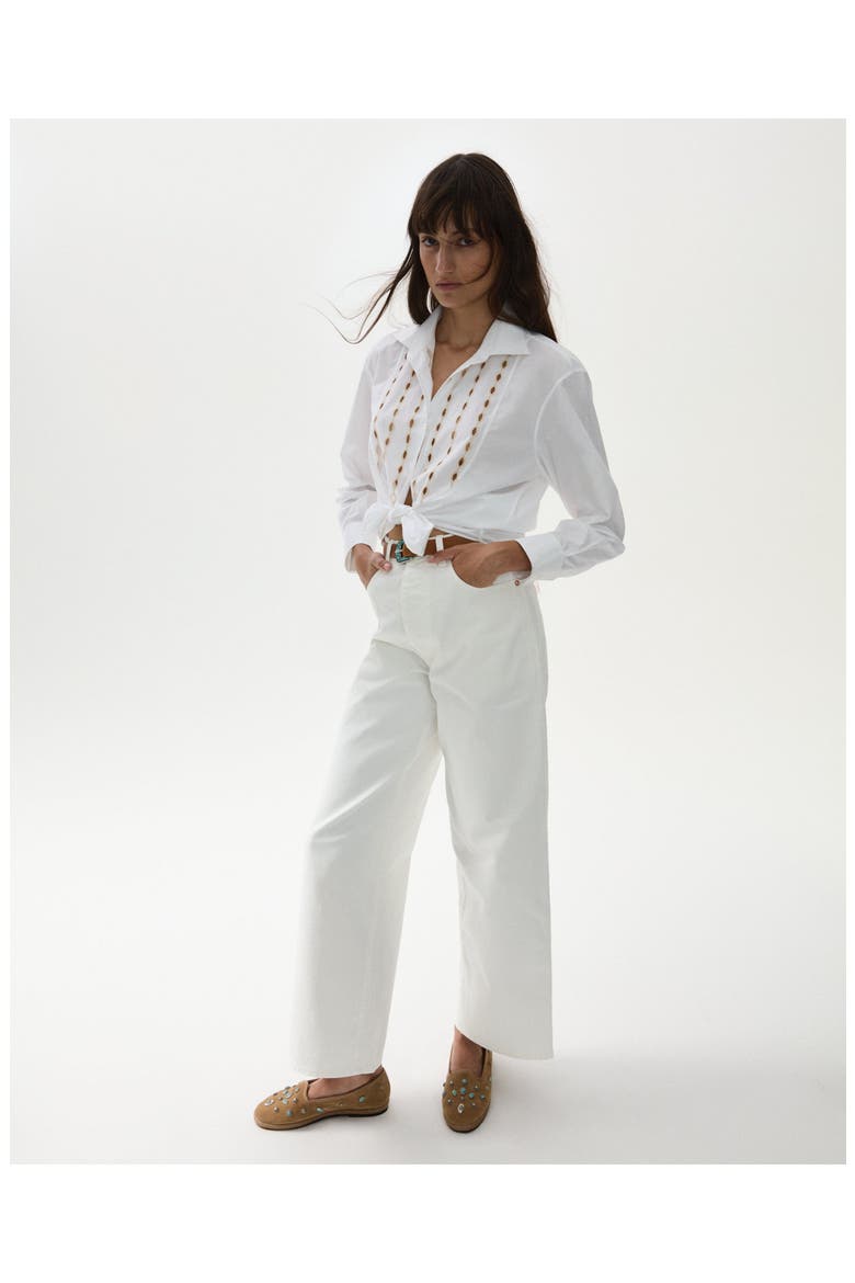 Frederique Poplin with Pipings Shirt, Alternate, color, White