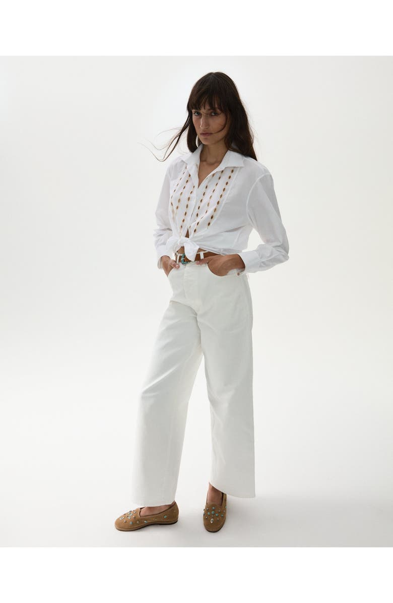 Fortela Frederique Poplin with Pipings Shirt, Alternate, color, White