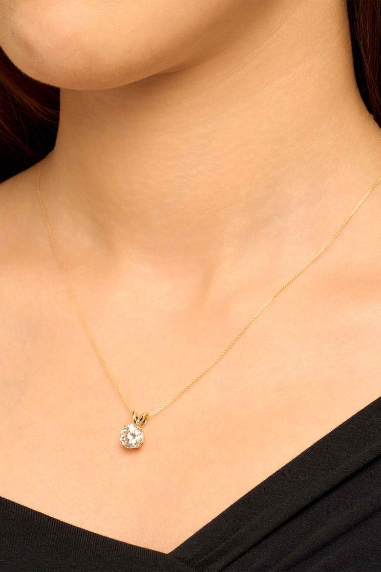 14K Solid Gold Luminous 2 Carat Lab Diamond Solitaire Necklace, Alternate, color, White Gold, Lab Diamonds