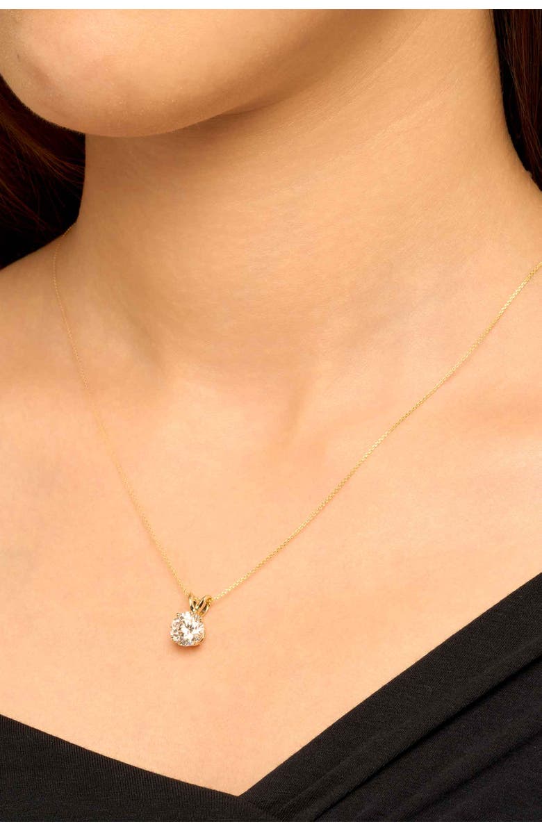 Oradina 14K Solid Gold Luminous 2 Carat Lab Diamond Solitaire Necklace, Alternate, color, White Gold, Lab Diamonds