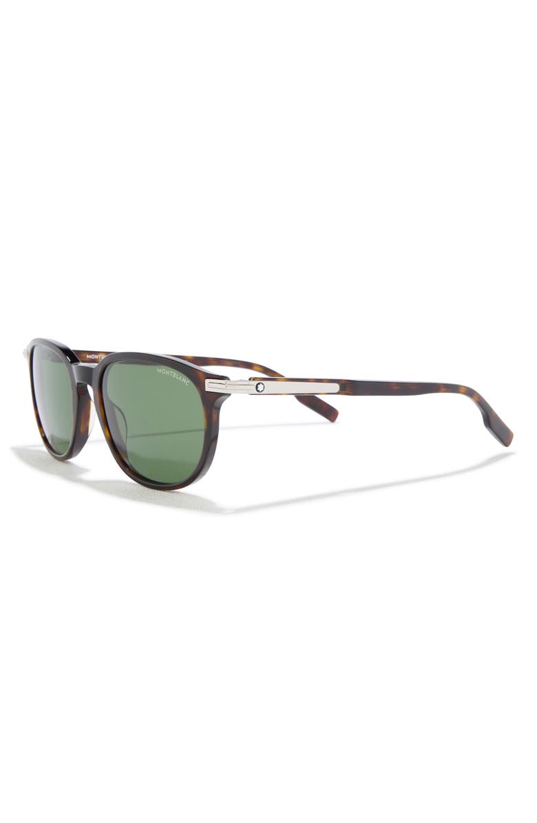 Montblanc 52mm Round Sunglasses, Alternate, color, Havana Havana Green