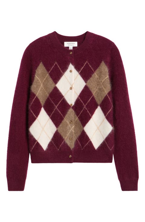 Brushed Cashmere Argyle Cardigan