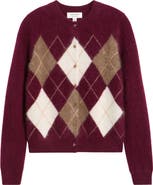 Nordstrom Brushed Cashmere Argyle Cardigan