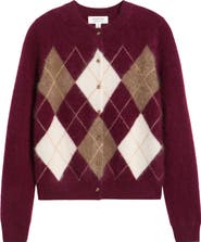 Nordstrom Brushed Cashmere Argyle Cardigan