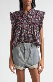Isabel Marant Étoile Dersia Floral Ruffled Cotton Top