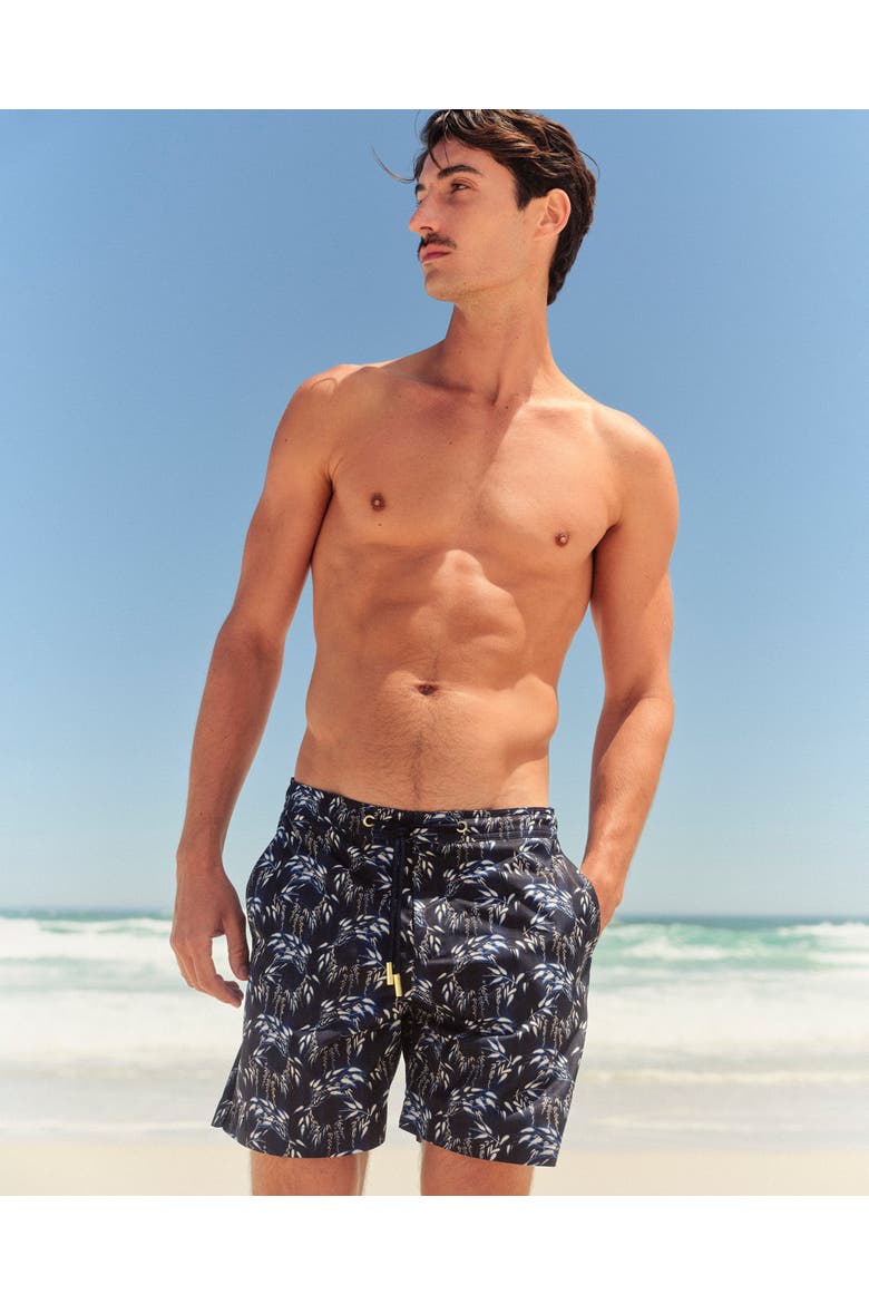 Bulldog Drawcord Tailored-Fit Swim Shorts, Main, color, NIGHT IRIS