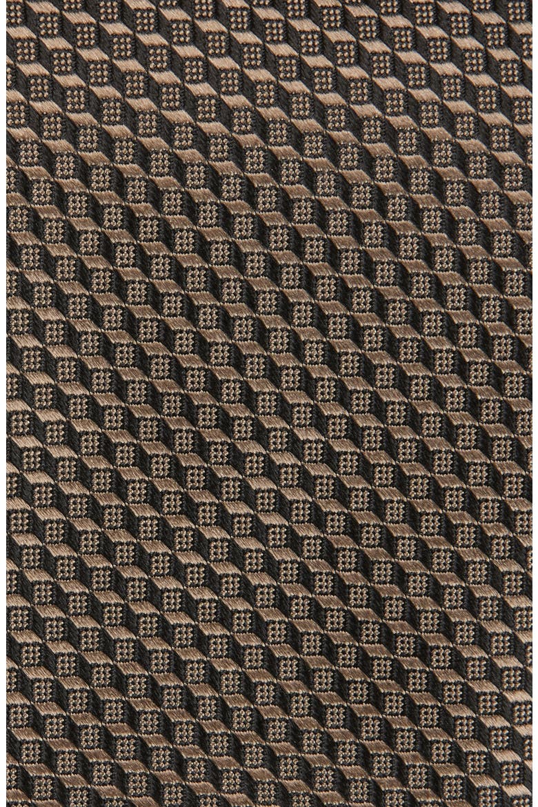 Geo Jacquard Mulberry Silk Tie, Alternate, color, MUSHROOM