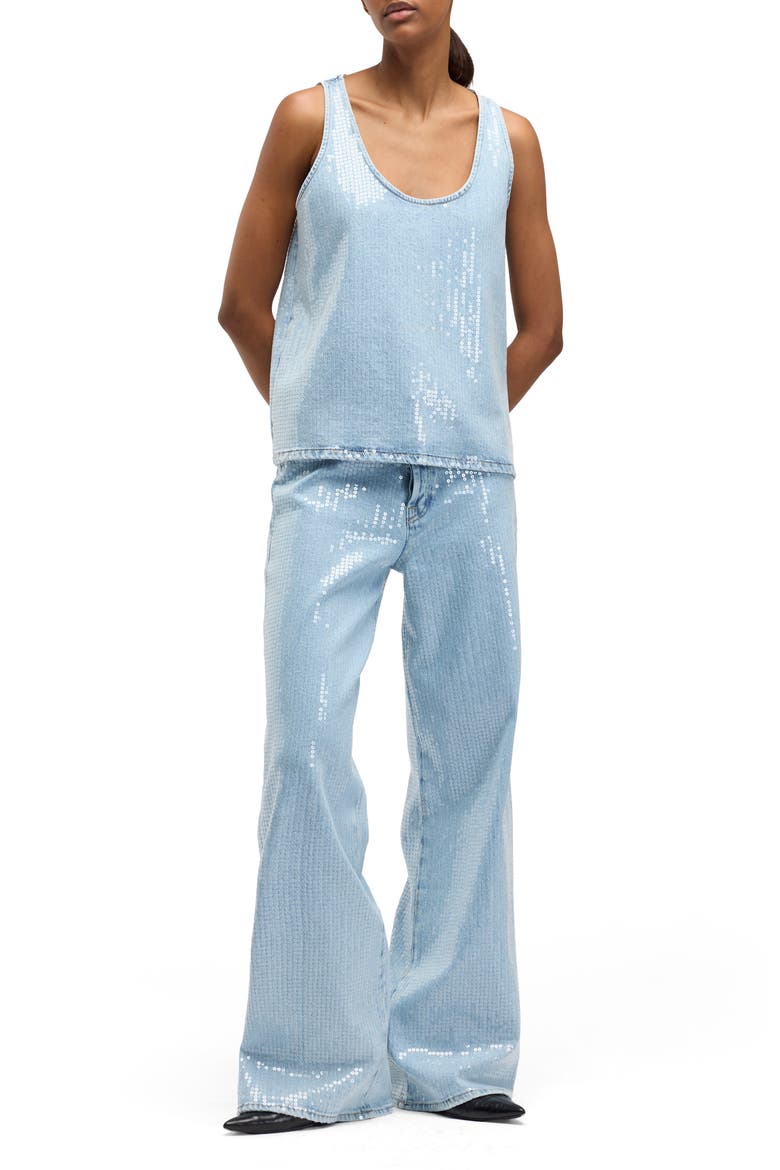 Lotta Sequin Wide Leg Stretch Jeans, Alternate, color, SHIMMER