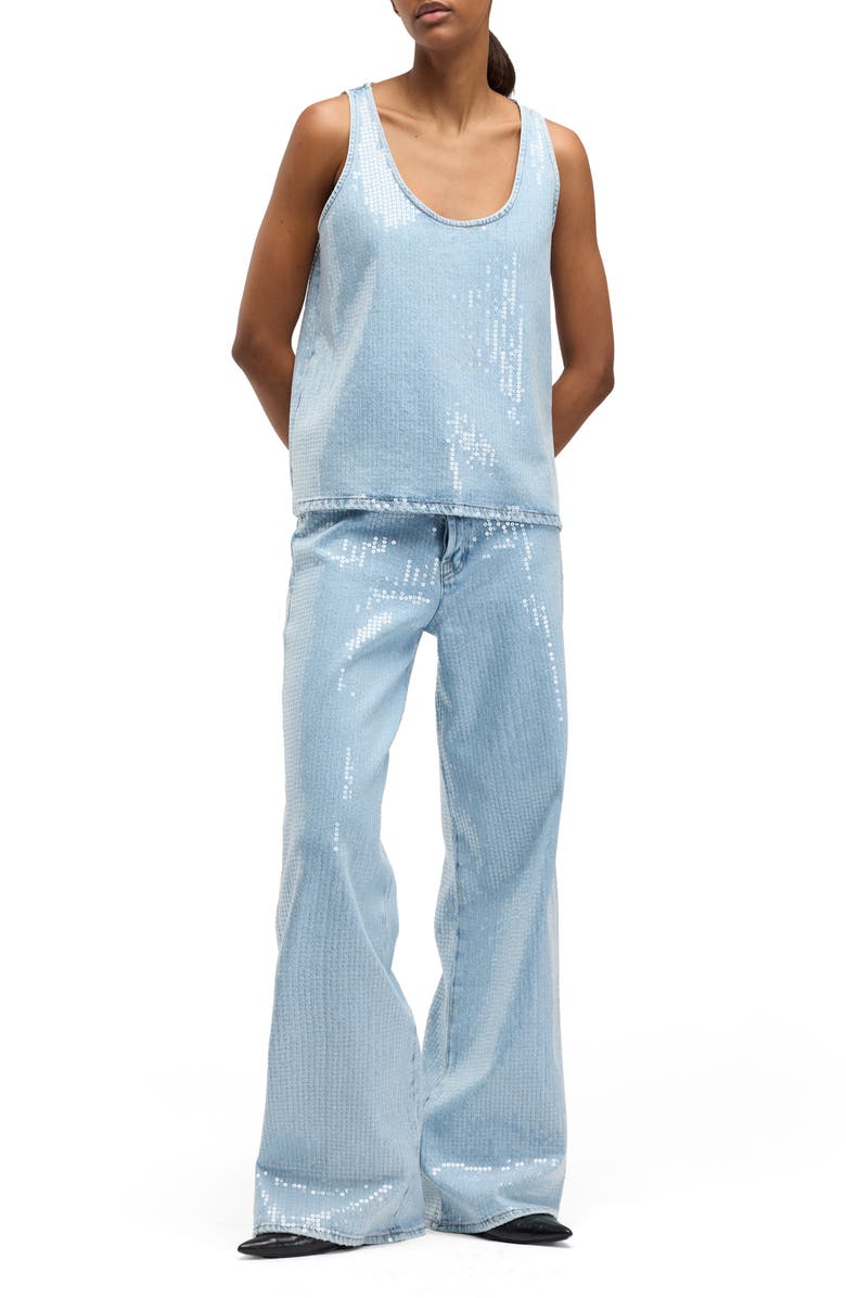 Seven Lotta Sequin Wide Leg Stretch Jeans, Alternate, color, Shimmer