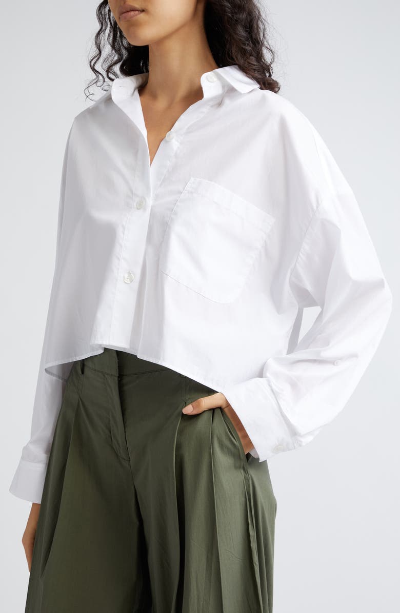 TWP Soon to Be Ex Cotton Button-Up Crop Shirt, Alternate, color, White