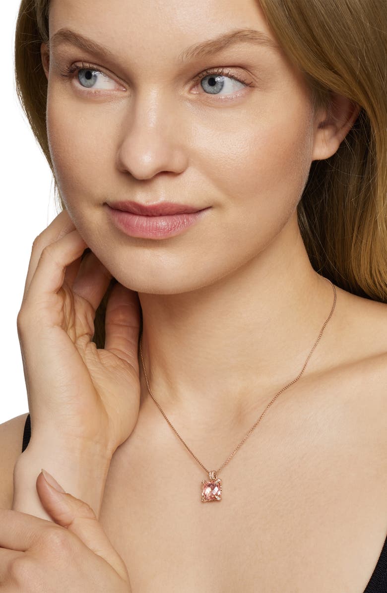David Yurman Châteleine Diamond & Morganite Pendant Necklace, Alternate, color, 