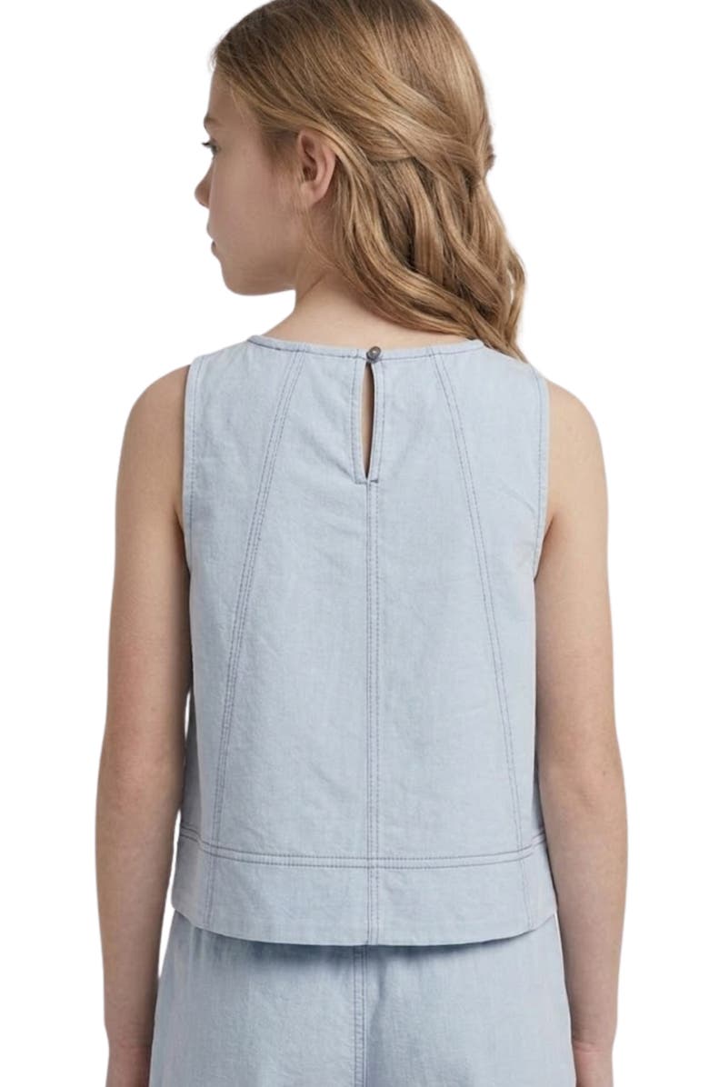 Hayden Girls Kids' Contrast Stitch Cotton Blend Top, Alternate, color, Light Blue