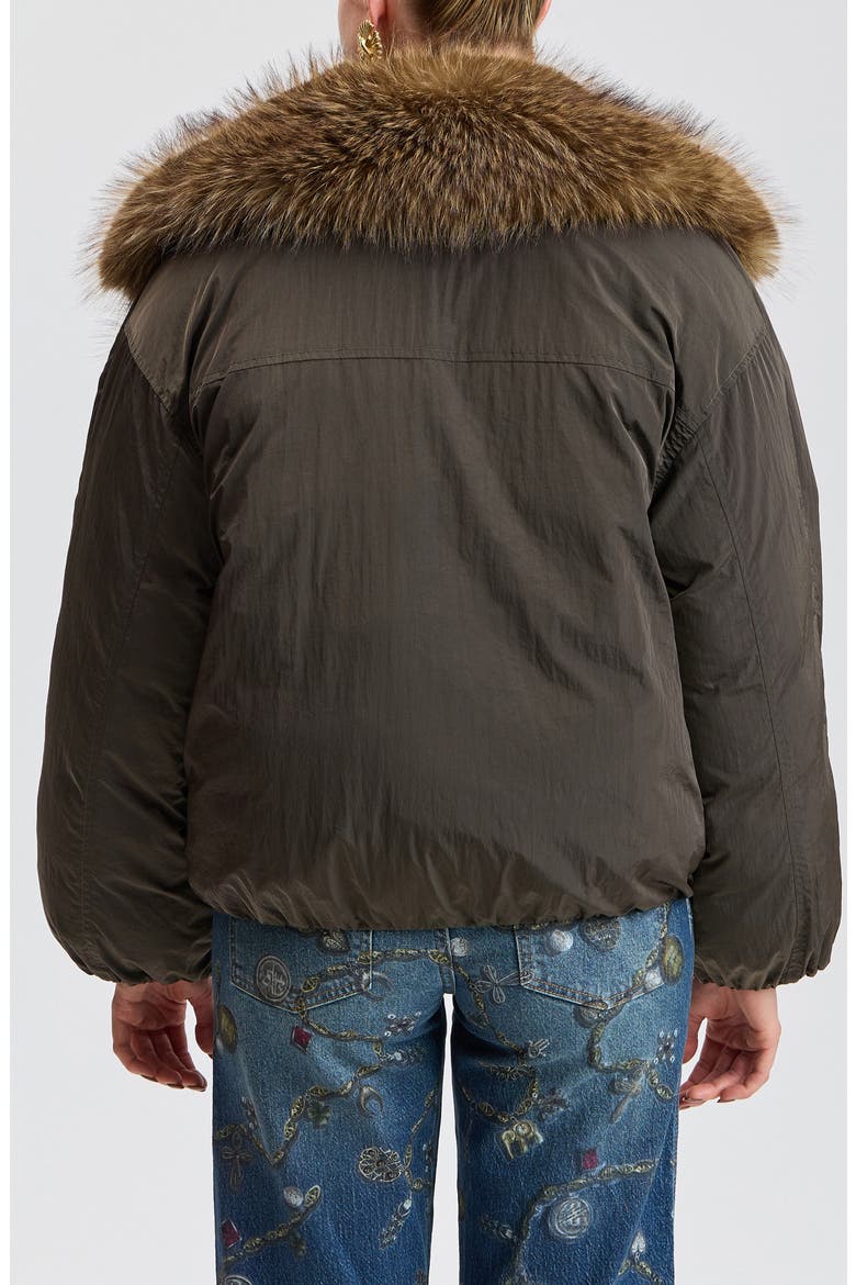 Faux Fur Collar Puffer Jacket, Alternate, color, ROSEMARY/ CAMEL