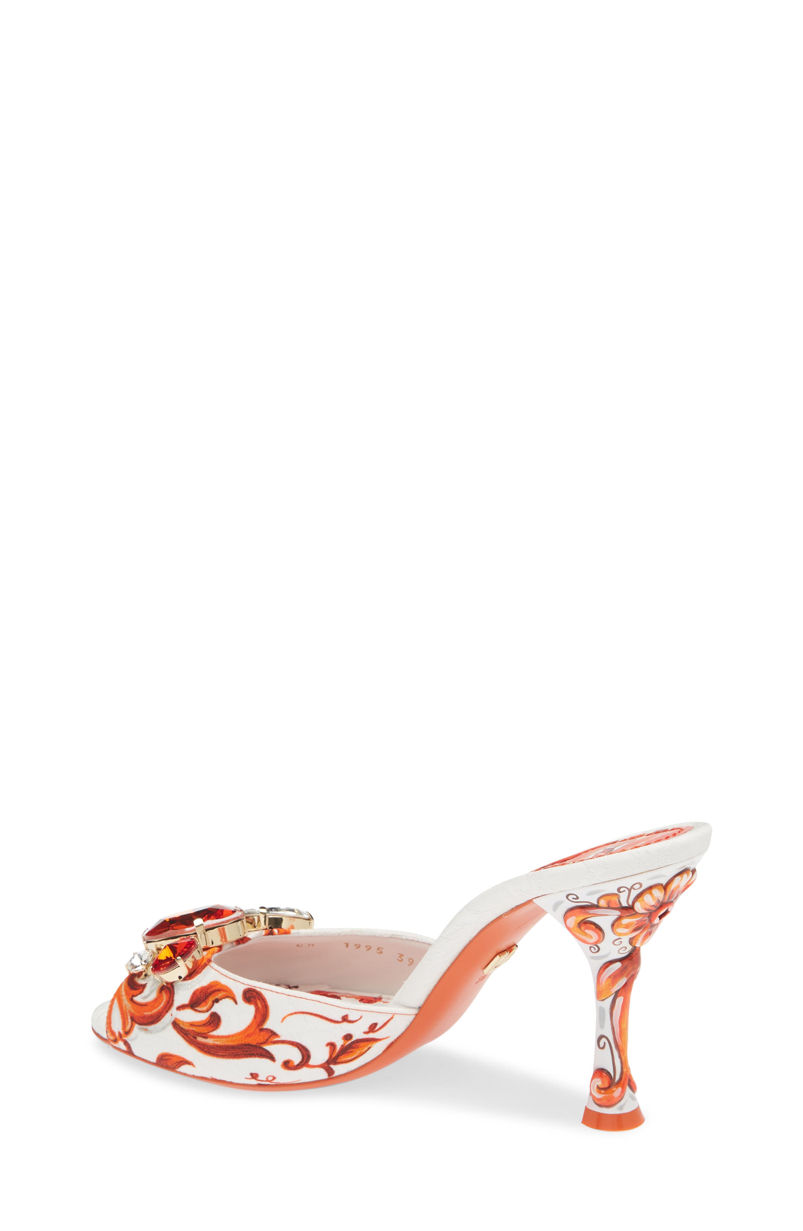 Dolce&Gabbana Keira Majolica Jeweled Slide Sandal, Alternate, color, Ih3tn Maiolica 6 Orange