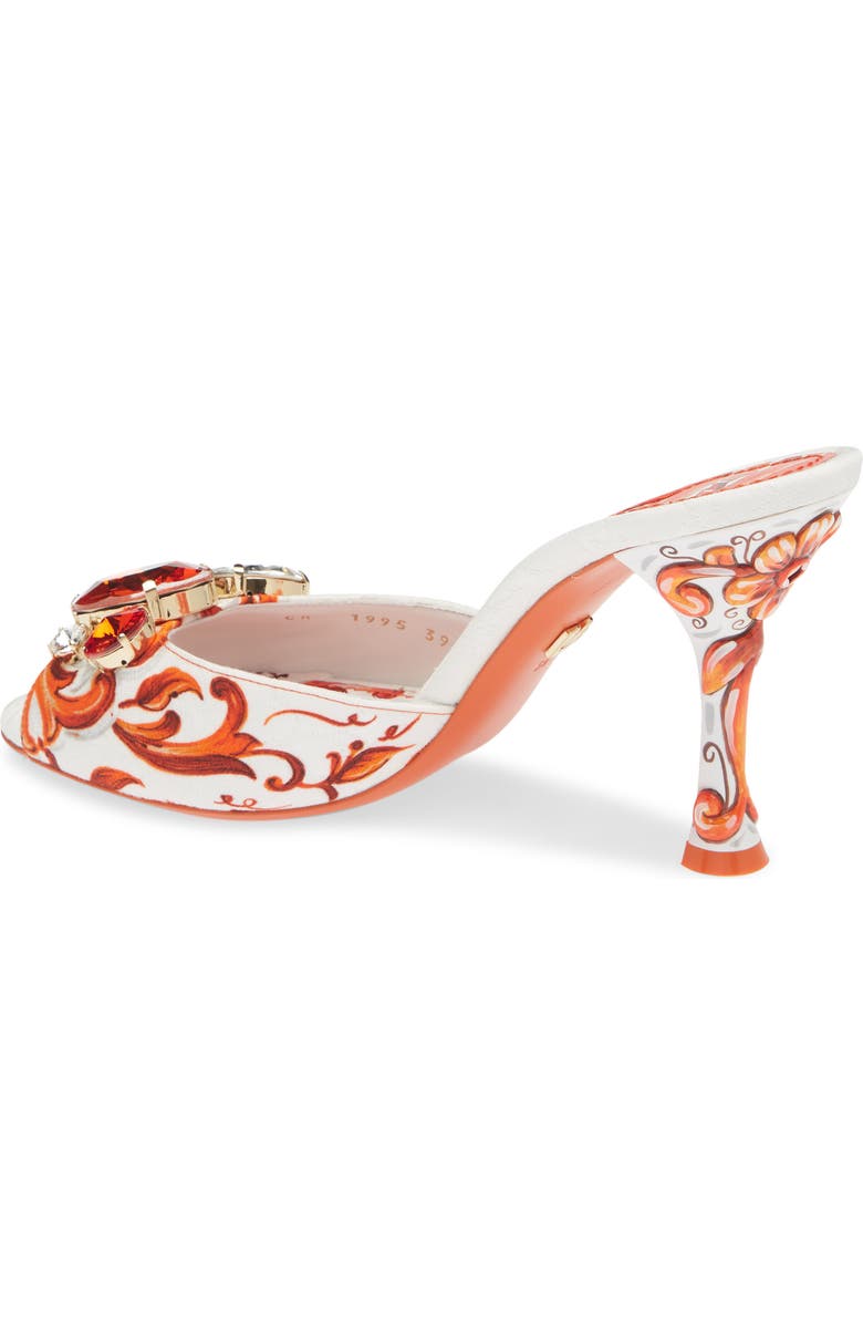 Dolce&Gabbana Keira Majolica Jeweled Slide Sandal, Alternate, color, Ih3tn Maiolica 6 Orange