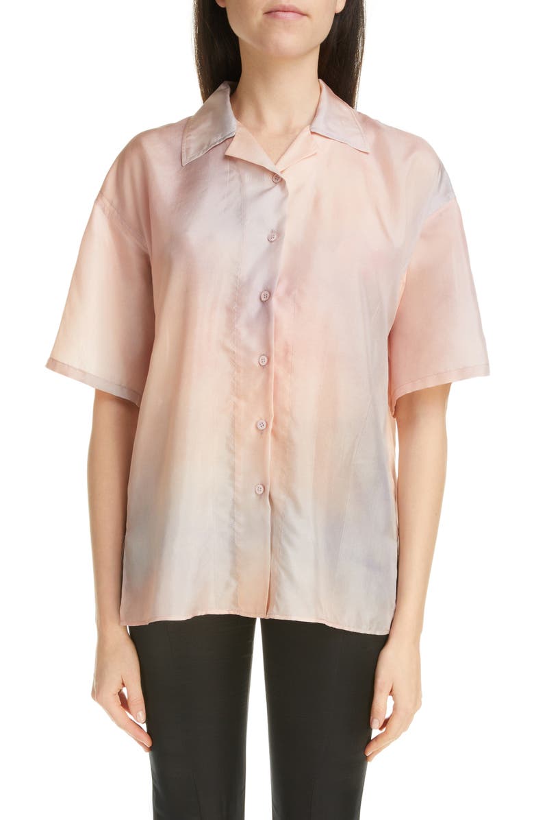 Acne Studios Sene Habutai Short Sleeve Silk Camp Shirt, Main, color, 
