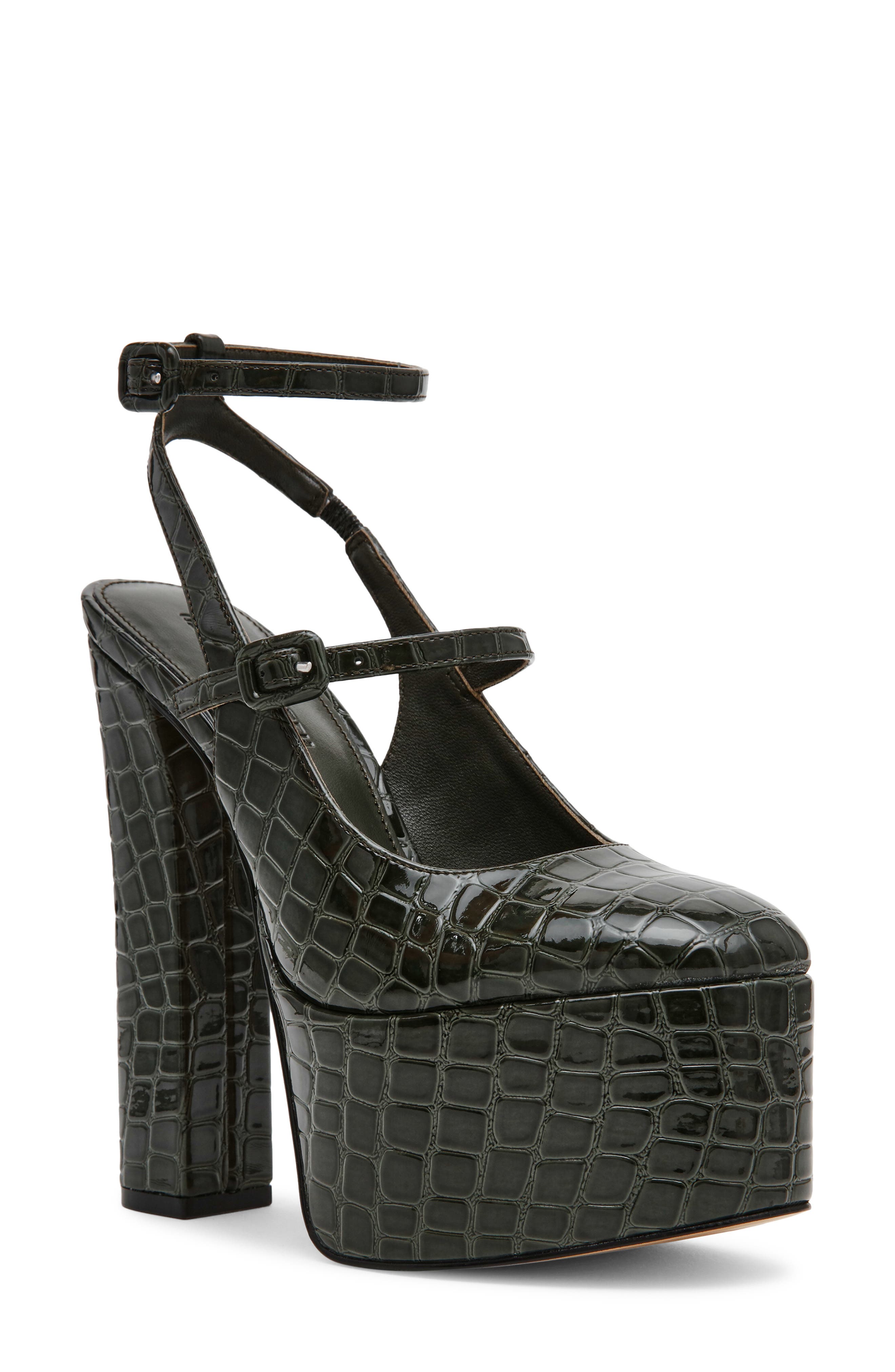 Steve Madden Scotlyn Ankle Strap Platform Pump, Main, color, Dark Green