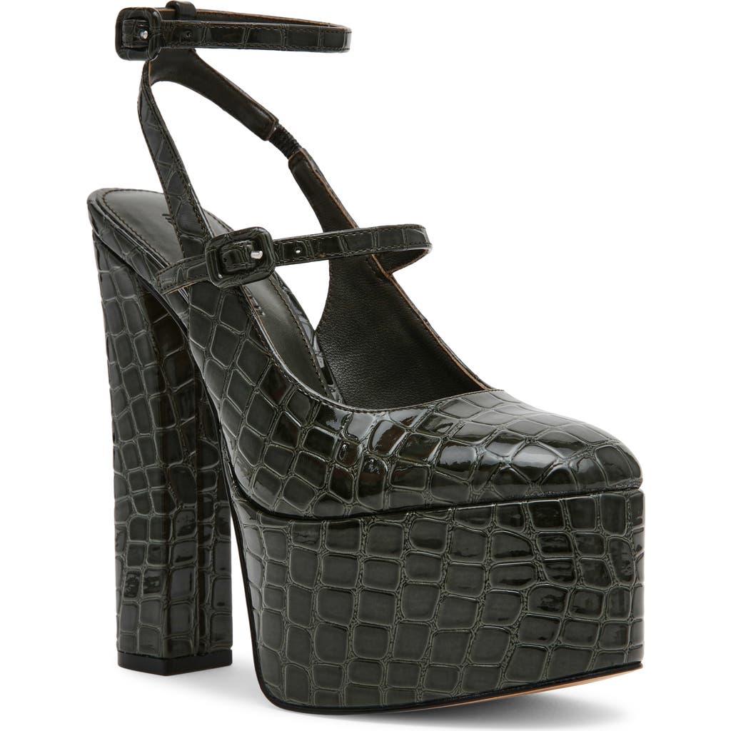 Steve Madden Scotlyn Ankle Strap Platform Pump In Black