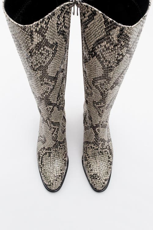 Prologue Shoes Elly Pattern Block Heel Boot In Multi