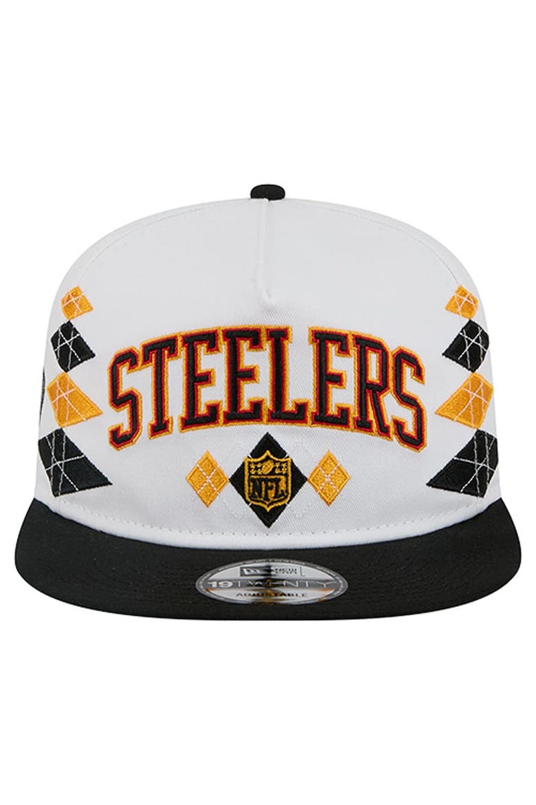 Men's New Era  White Pittsburgh Steelers Argyle 19TWENTY Adjustable Hat, Alternate, color, White
