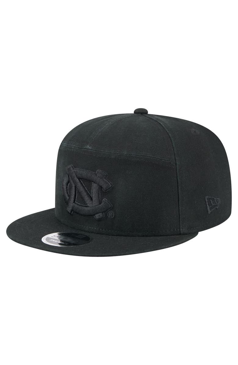 New Era Men's New Era Black North Carolina Tar Heels Adventure Canvas Split Panel 9FIFTY Snapback Hat, Main, color,