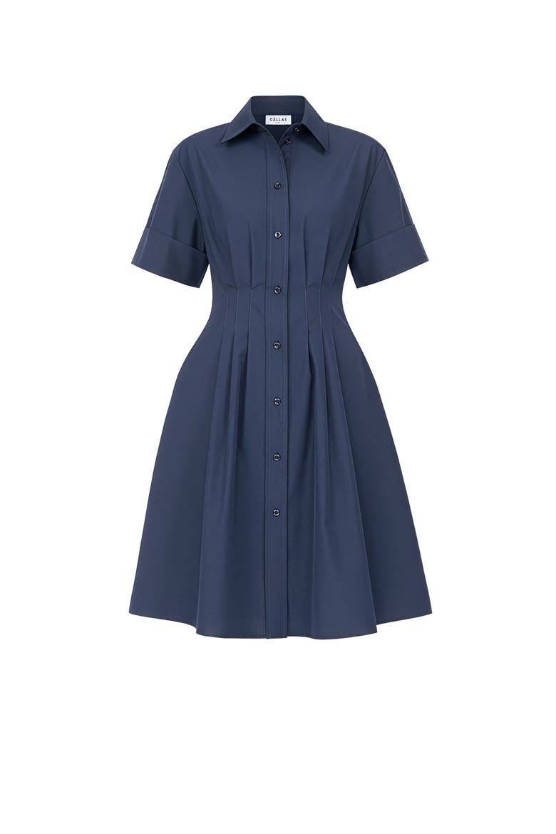 Bergamo Fit and flare shirt dress, Main, color, Navy